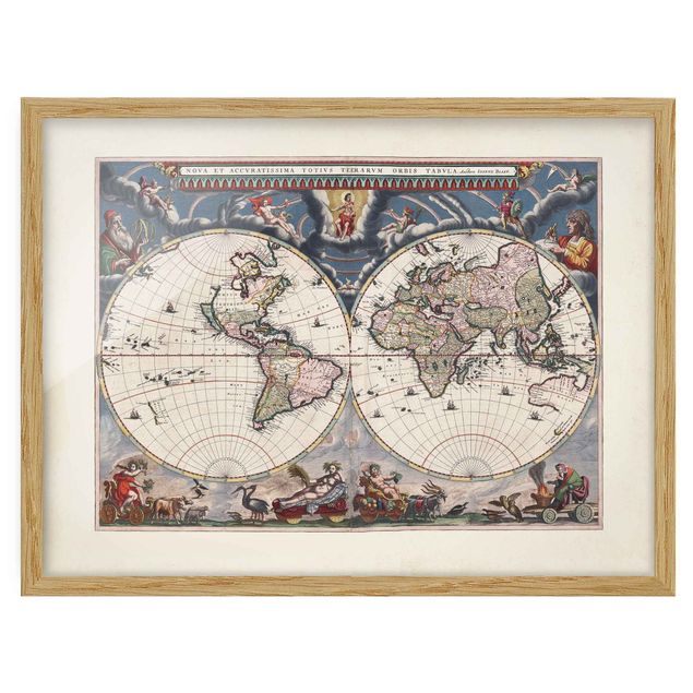 Wandbilder Weltkarten Historische Weltkarte Nova et Accuratissima von 1664