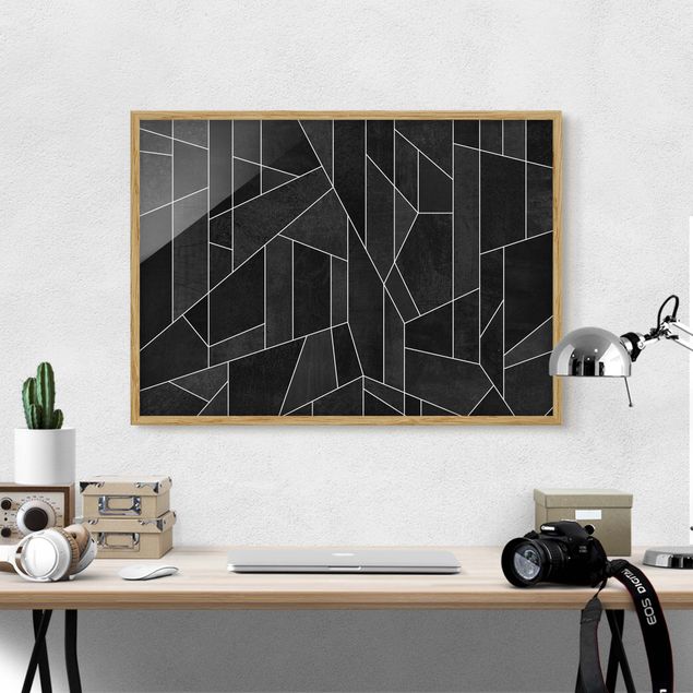 Wanddeko Küche Schwarz Weiß Geometrie Aquarell