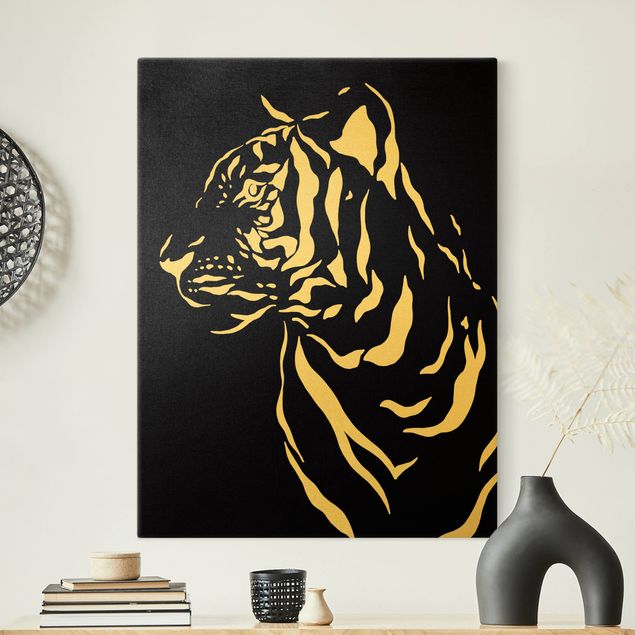 Wandbilder Modern Safari Tiere - Portrait Tiger Schwarz