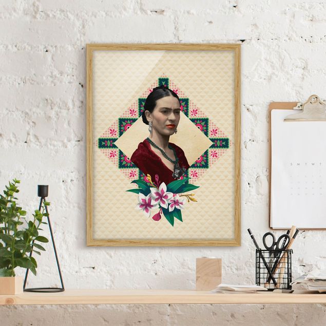 Wanddeko Küche Frida Kahlo - Blumen und Geometrie