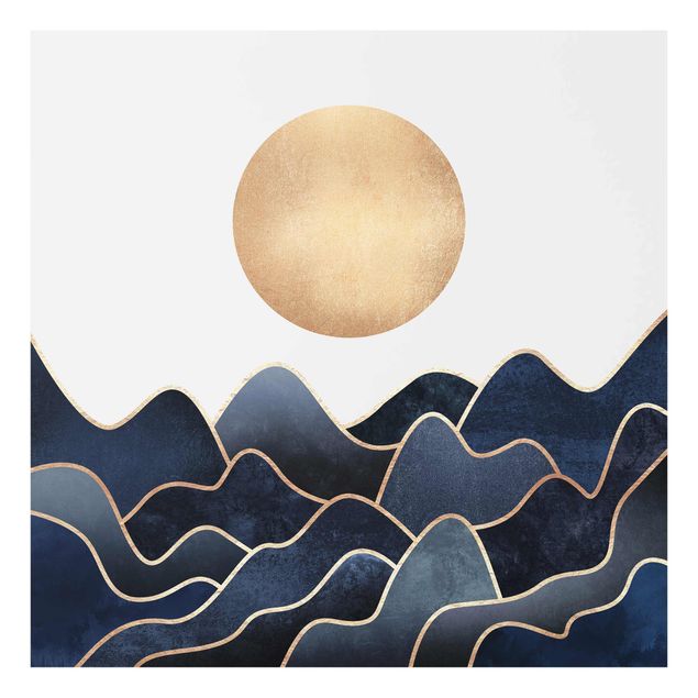 Wandbilder Landschaften Goldene Sonne blaue Wellen