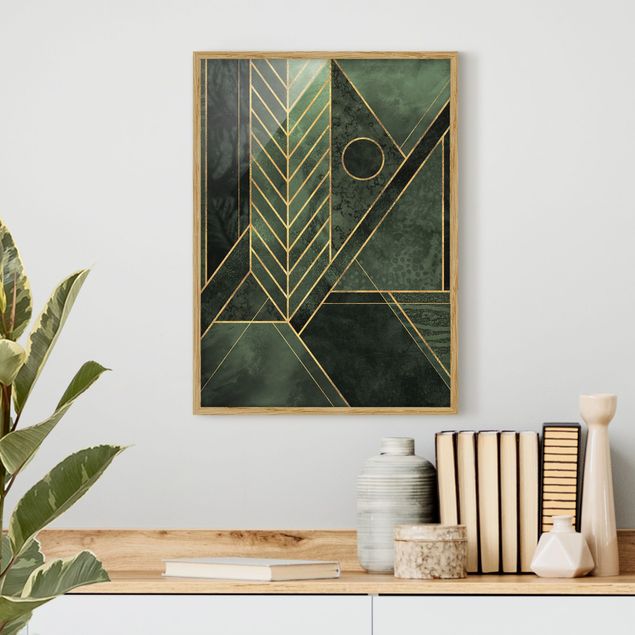 Wandbilder Kunstdrucke Geometrische Formen Smaragd Gold