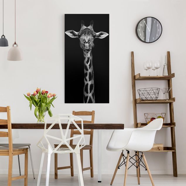 Giraffe Leinwandbild Dunkles Giraffen Portrait