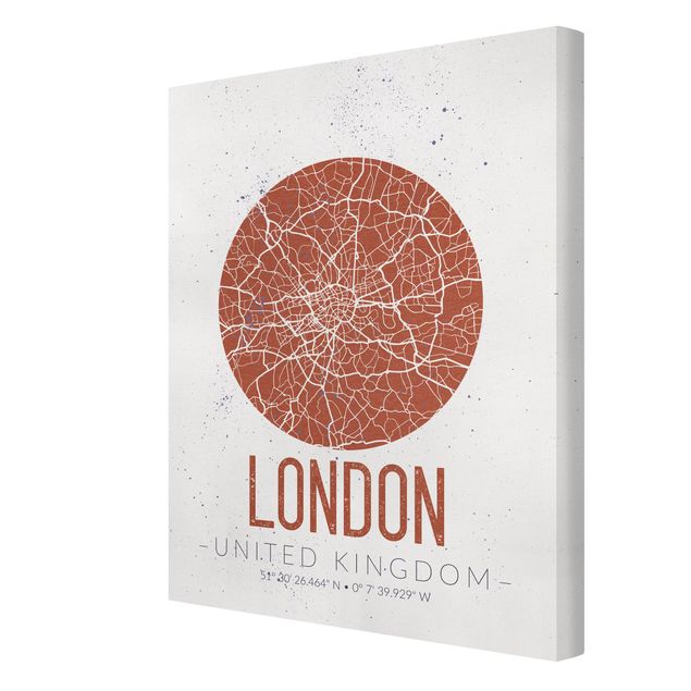 Leinwandbilder Weltkarte Stadtplan London - Retro