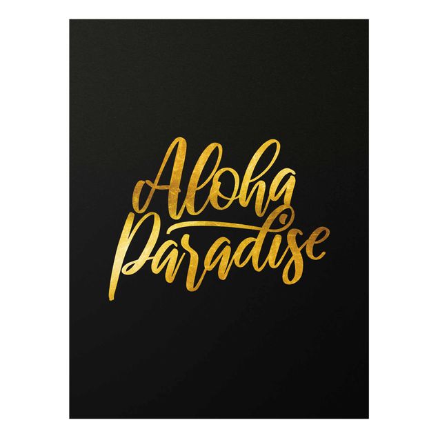 Wandbilder Modern Gold - Aloha Paradise auf Schwarz
