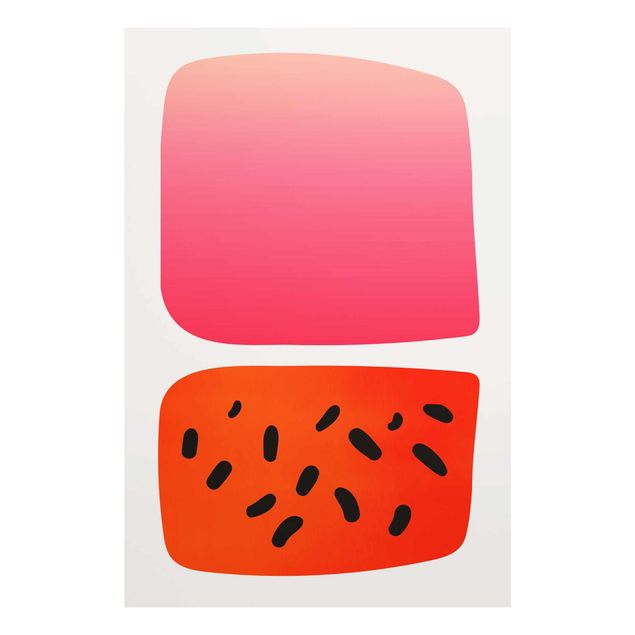 Wandbilder Rot Abstrakte Formen - Melone und Rosa