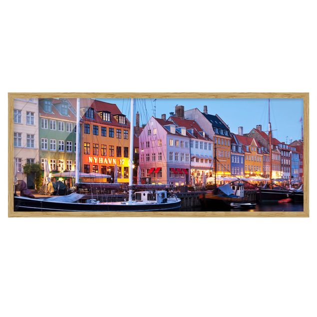 Wandbilder Lila Kopenhagener Hafen am Abend