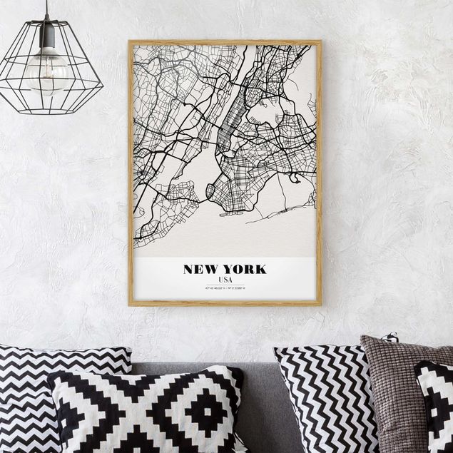 Wanddeko Küche Stadtplan New York - Klassik