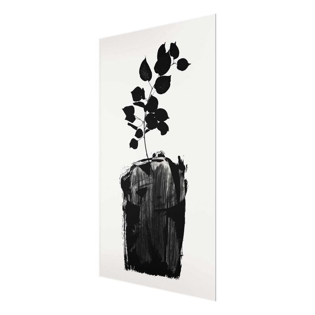 Wandbilder Schwarz-Weiß Grafische Pflanzenwelt - Schwarze Blätter