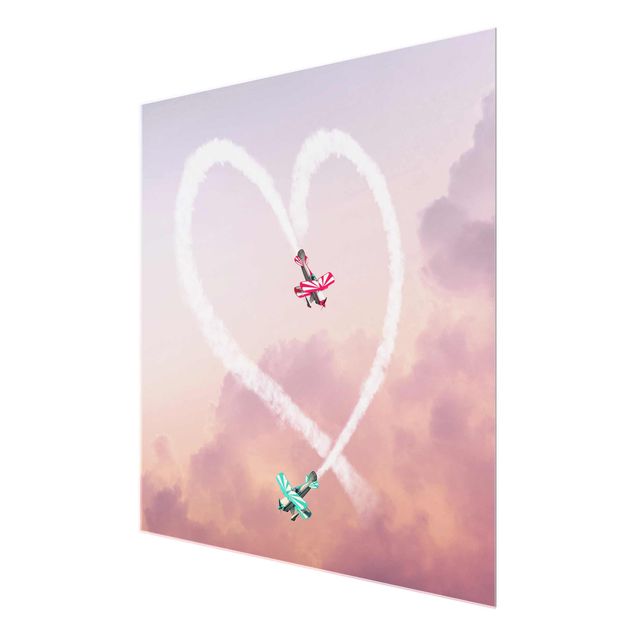 Wandbilder Herz mit Flugzeugen