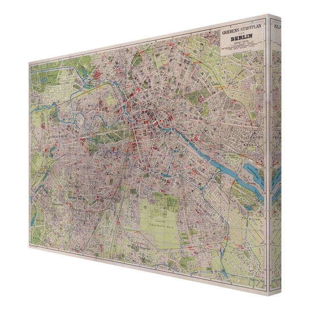 Leinwandbilder Weltkarte Vintage Stadtplan Berlin