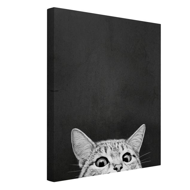 Leiwandbild Katze Illustration Katze Schwarz Weiß Zeichnung