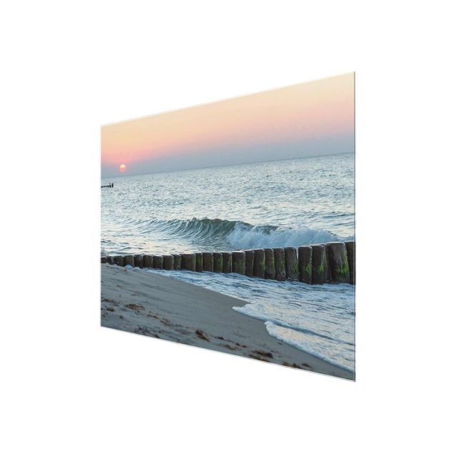 Glasbilder Strand und Meer Sonnenuntergang am Meer