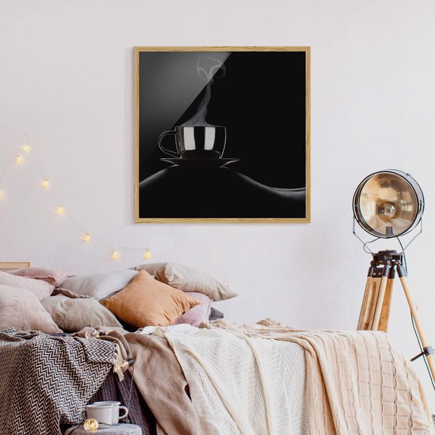 schwarz-weiß Bilder gerahmt Coffee in Bed