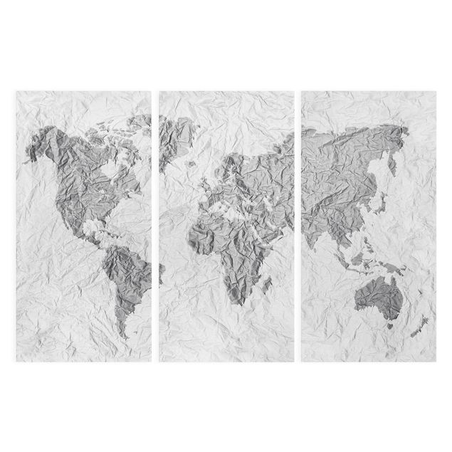 Skyline Leinwand Papier Weltkarte Weiß Grau