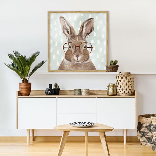 Wandbilder Modern Bebrillte Tiere - Hase