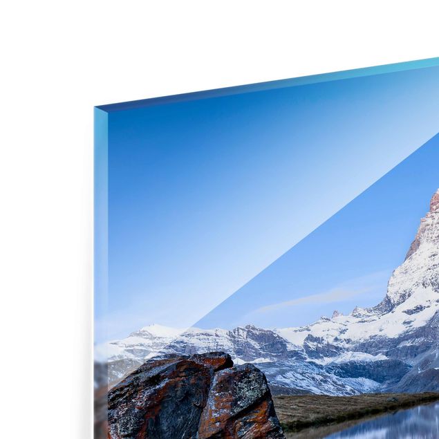 Glasbild Skyline Stellisee vor dem Matterhorn