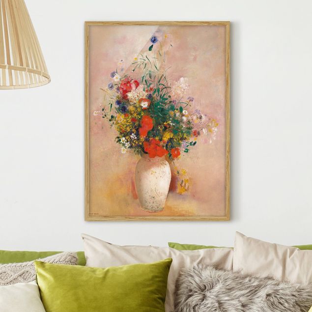 Küche Dekoration Odilon Redon - Vase mit Blumen (rosenfarbener Hintergrund)