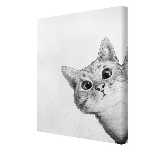 Leinwand Kunst Illustration Katze Zeichnung Schwarz Weiß