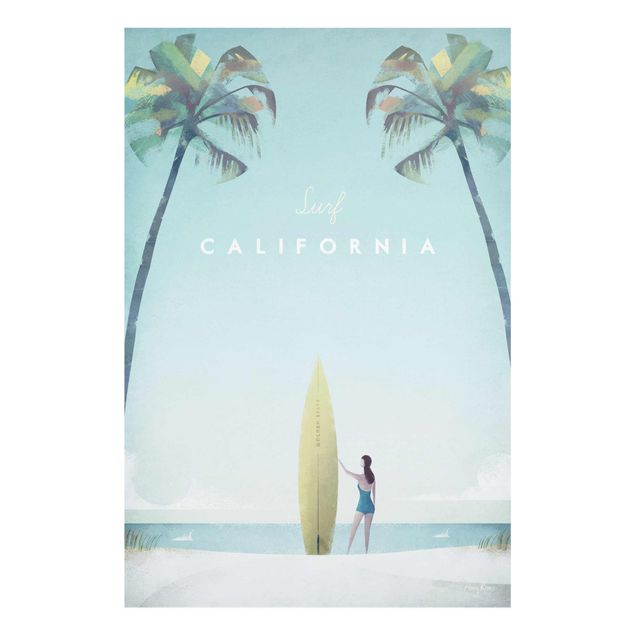 Glasbilder Strand und Meer Reiseposter - California