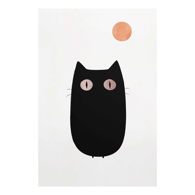 Wandbilder Kunstdrucke Schwarze Katze Illustration