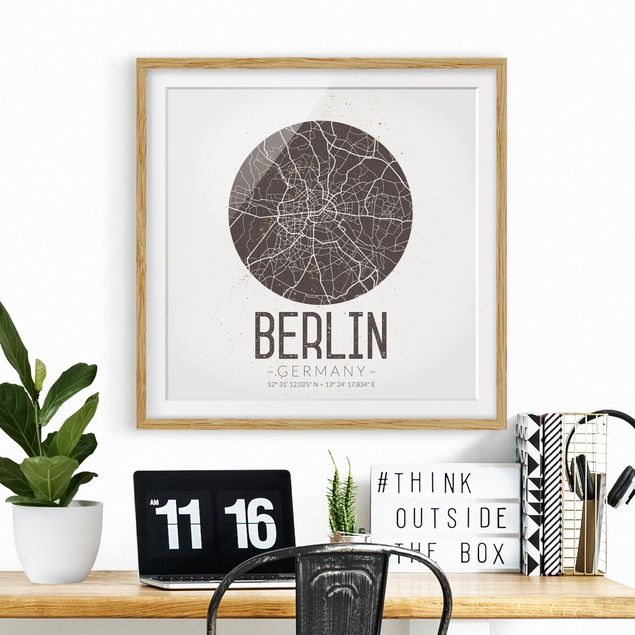 Wandbilder Berlin Stadtplan Berlin - Retro