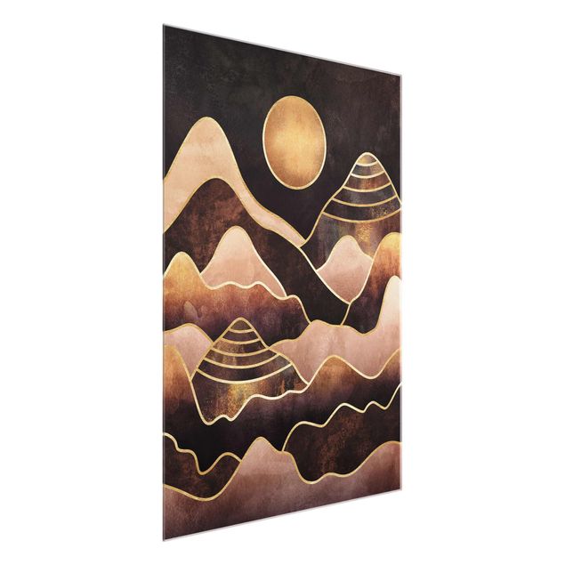 Wandbilder Berge Goldene Sonne abstrakte Berge