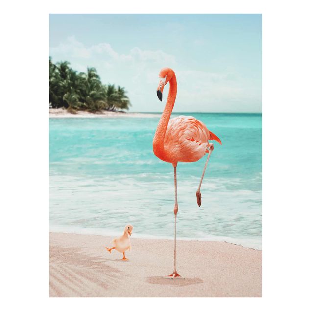 Wandbilder Meer Strand mit Flamingo