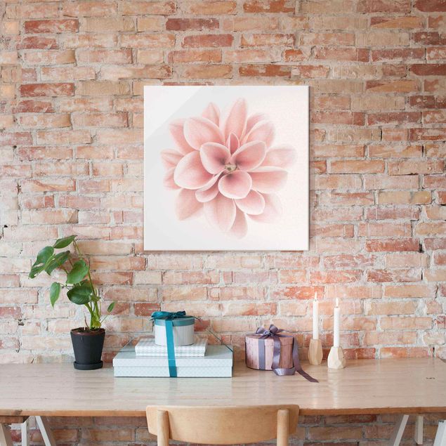 Wandbilder Floral Dahlie Rosa Pastell Blume Zentriert