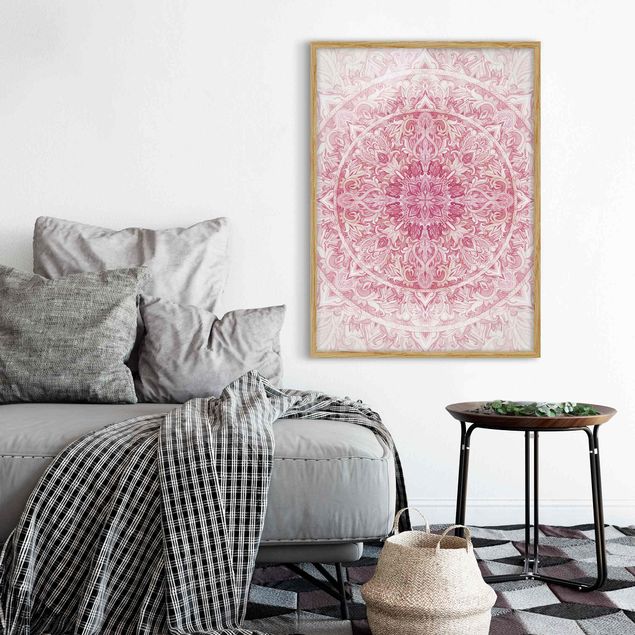 Wandbilder Muster Mandala Aquarell Sonne Ornament rosa