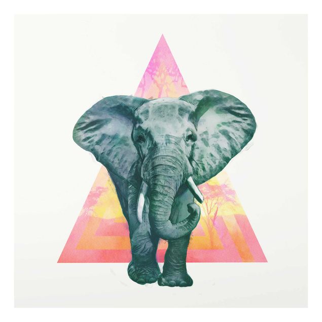 Wandbilder Kunstdrucke Illustration Elefant vor Dreieck Malerei