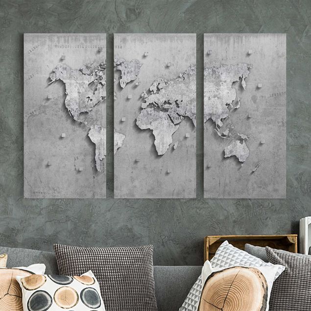 Leinwandbild Steine Beton Weltkarte