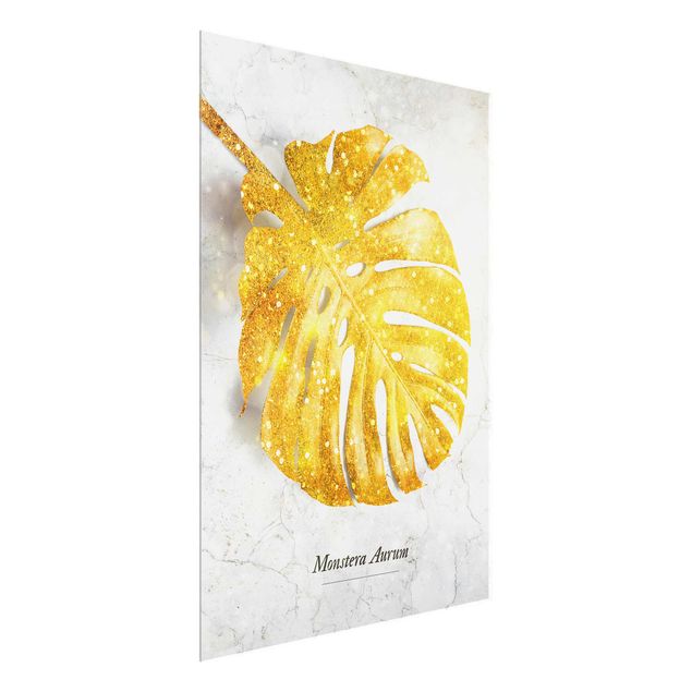 Wandbilder Floral Gold - Monstera Aurum