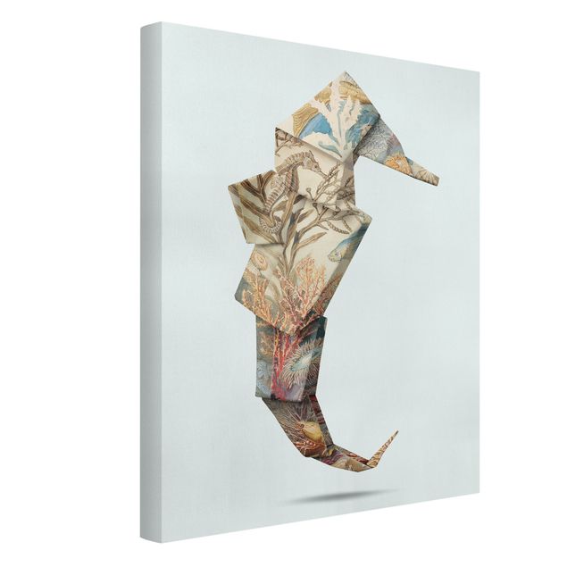 Kunstdruck Leinwand Origami Seepferdchen