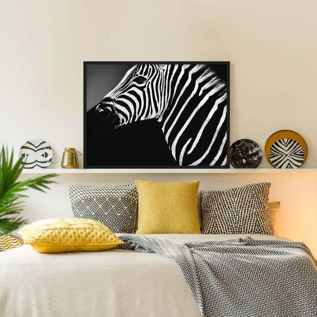 gerahmte Bilder schwarz-weiß Zebra Safari Art