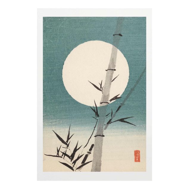 Wandbilder Natur Japanische Zeichnung Bambus und Mond