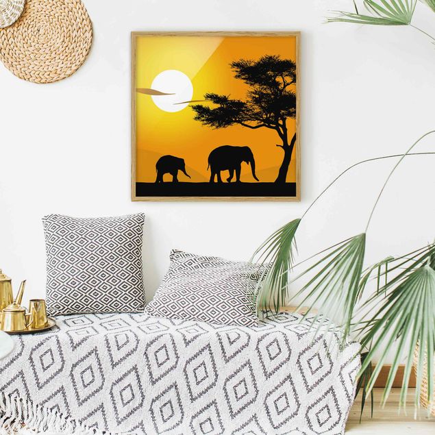 Wandbilder Landschaften African Elefant Walk