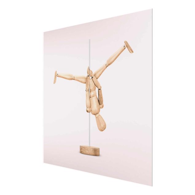 Wandbilder Rosa Poledance mit Holzfigur