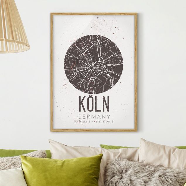 Wanddeko Küche Stadtplan Köln - Retro