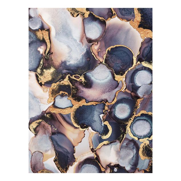 Wandbilder Muster Marmor Aquarell mit Gold