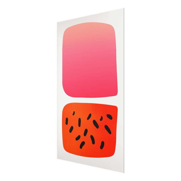 Kubistika Bilder Abstrakte Formen - Melone und Rosa