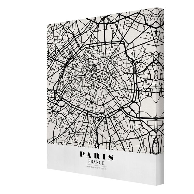 Weltkarte Leinwandbild Stadtplan Paris - Klassik