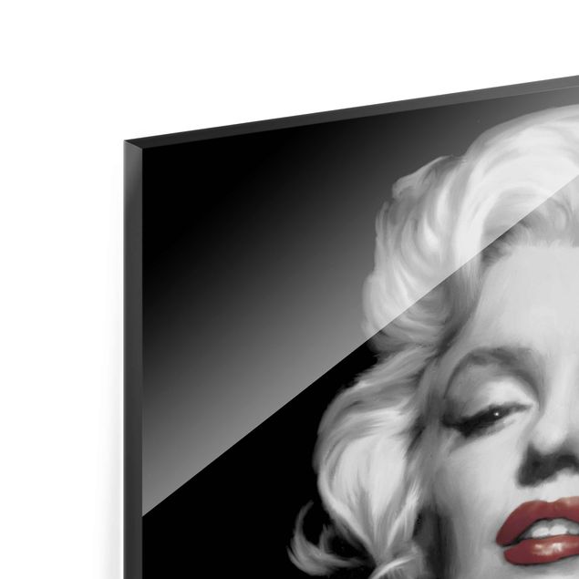 Glasbilder Marilyn mit roten Lippen