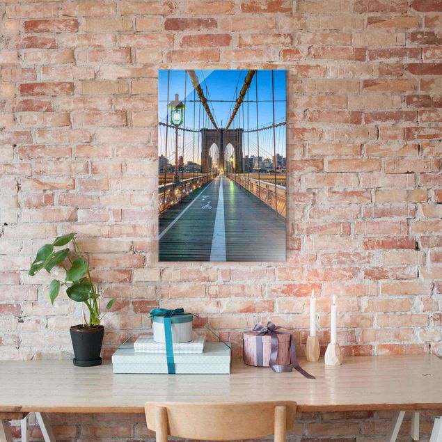 Wandbilder New York Morgenblick von der Brooklyn Bridge