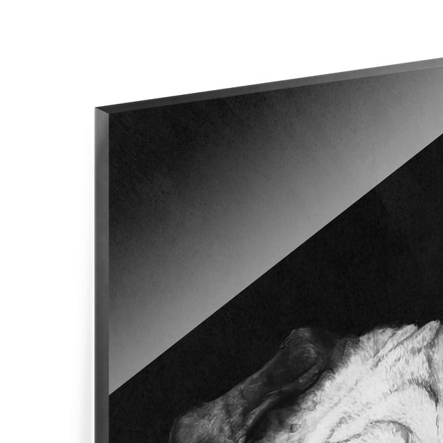 Wandbilder Schwarz Illustration Hund Mops Malerei auf Schwarz Weiß