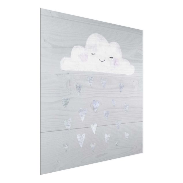 Wandbilder Grau Wolke mit silbernen Herzen