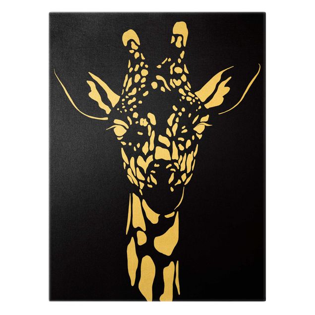 Wandbilder Safari Tiere - Portrait Giraffe Schwarz