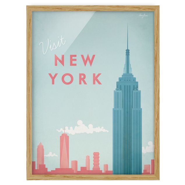 Gerahmte Bilder Vintage Reiseposter - New York