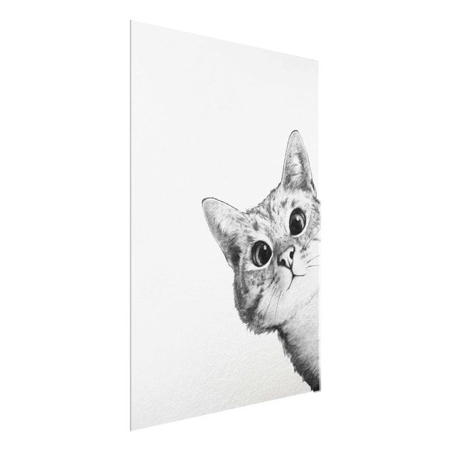 Wandbilder Katzen Illustration Katze Zeichnung Schwarz Weiß