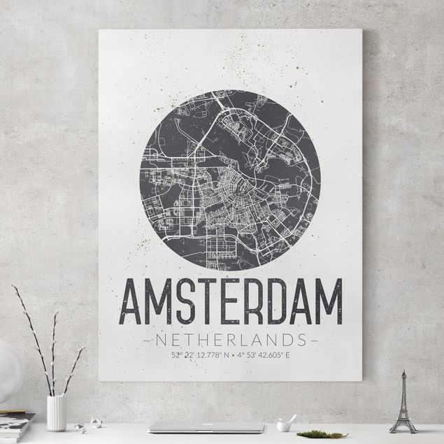 Wanddeko Küche Stadtplan Amsterdam - Retro